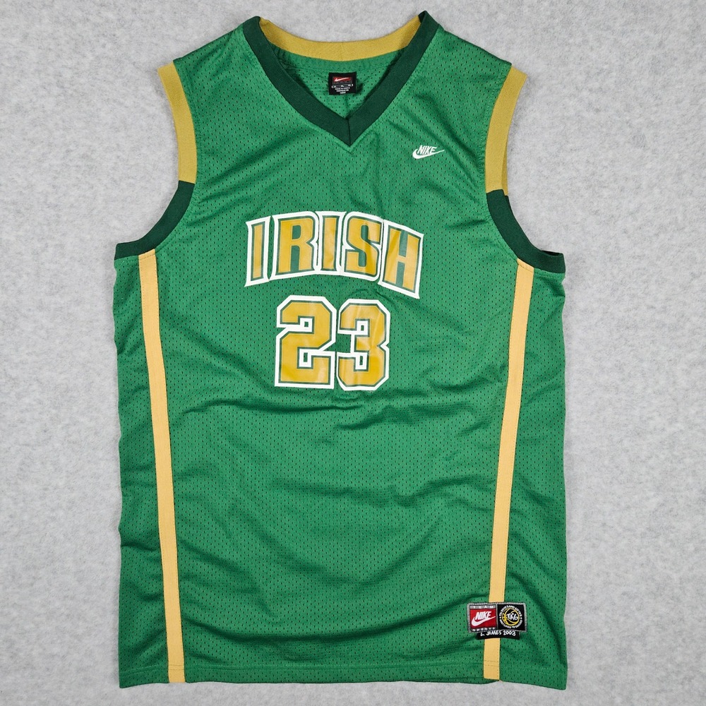 Nike Mens XL Green Basketball Jersey LeBron James 2003 Irish SVSM High School